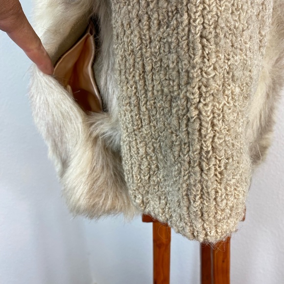 Vintage D'Esprit Dubrowsky and Peribinder Faux Fur Coat Modern M Knit Sleeves - Picture 5 of 16